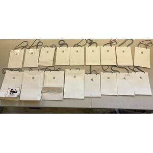 Genuine Apple Paper Bag White Gray Lot of 17 Small Medium Large